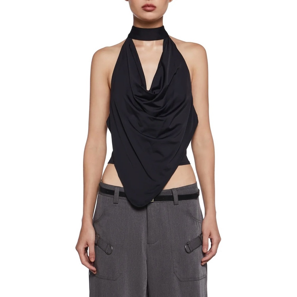Elegant Black Halter Top